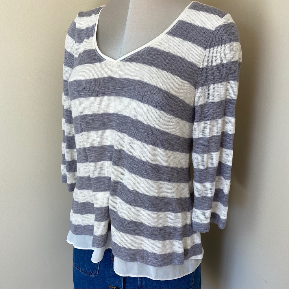 White House Black Market stripe Long Sleeve Top - Picture 2 of 6